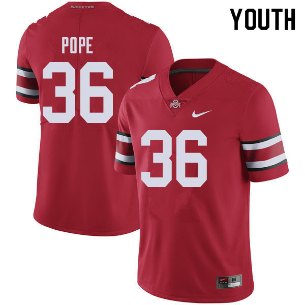 Ohio State Buckeyes K'Vaughan Pope Youth #36 Red Authentic Stitched College Football Jersey